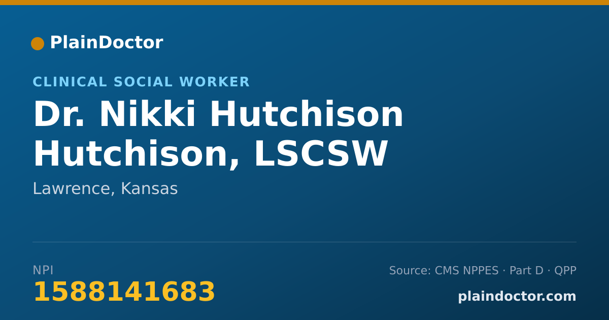 Shareable card for Nikki Hutchison Hutchison, LSCSW - Clinical Social Worker, Lawrence, KS