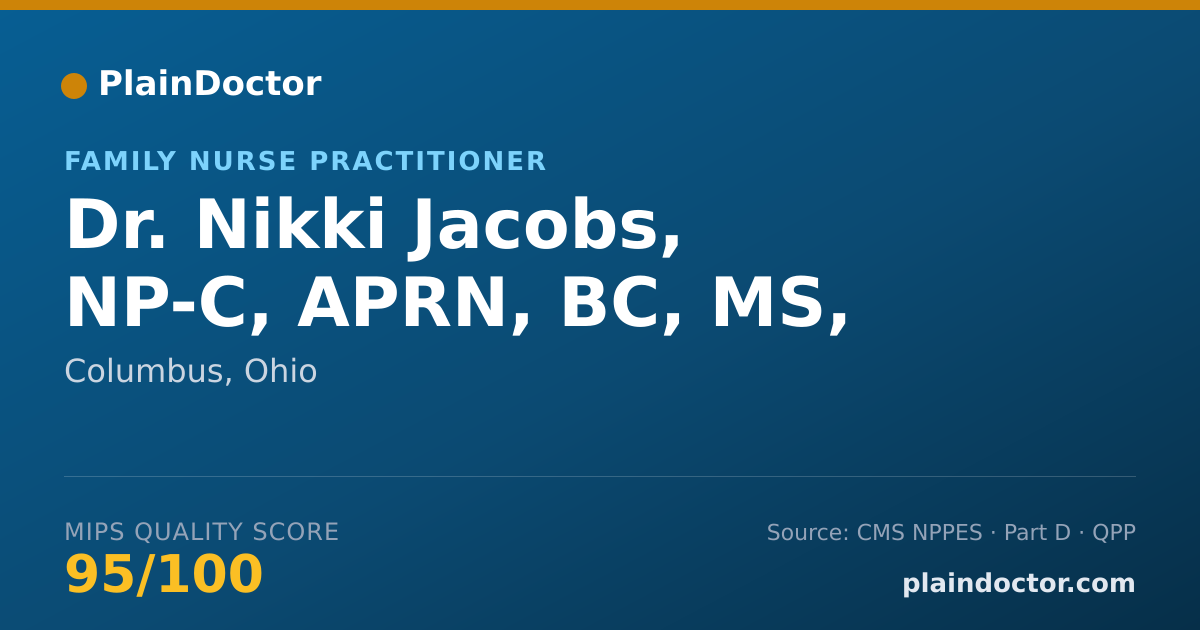 Shareable card for Nikki Jacobs, NP-C, APRN, BC, MS, - Family Nurse Practitioner, Columbus, OH