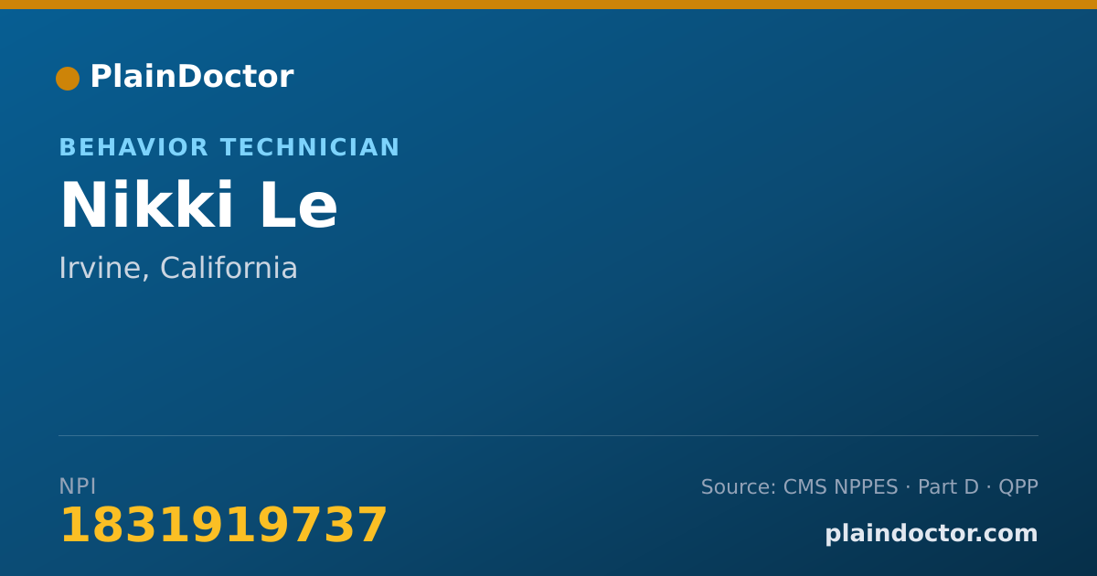 Shareable card for Nikki Le - Behavior Technician, Irvine, CA