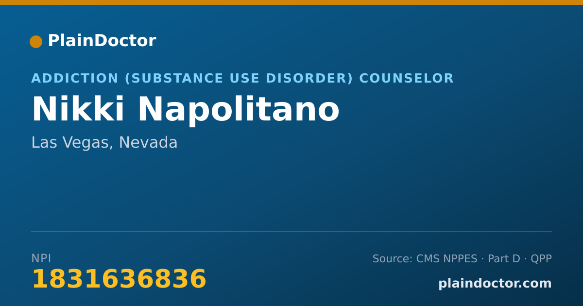 Shareable card for Nikki Napolitano - Addiction (Substance Use Disorder) Counselor, Las Vegas, NV