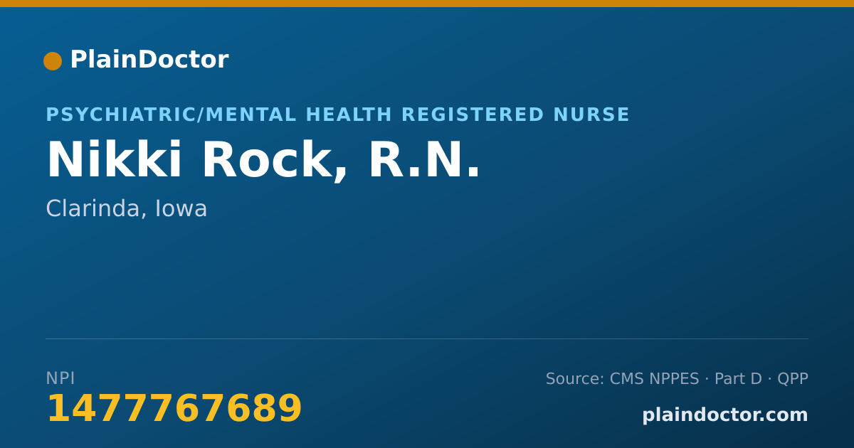 Shareable card for Nikki Rock, R.N. - Psychiatric/Mental Health Registered Nurse, Clarinda, IA