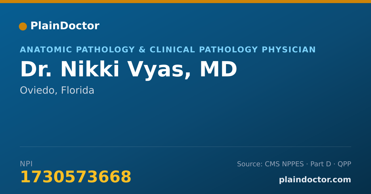 Shareable card for Nikki Vyas, MD - Anatomic Pathology & Clinical Pathology Physician, Oviedo, FL