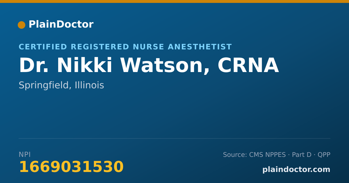 Shareable card for Nikki Watson, CRNA - Certified Registered Nurse Anesthetist, Springfield, IL