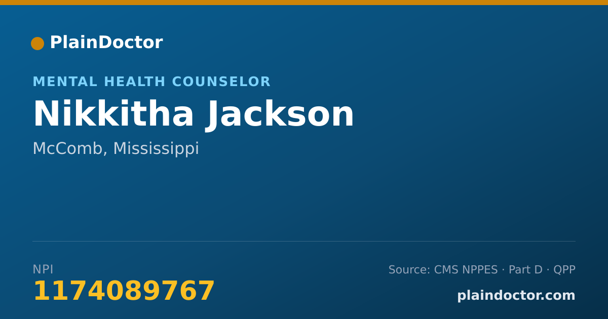 Shareable card for Nikkitha Jackson - Mental Health Counselor, McComb, MS