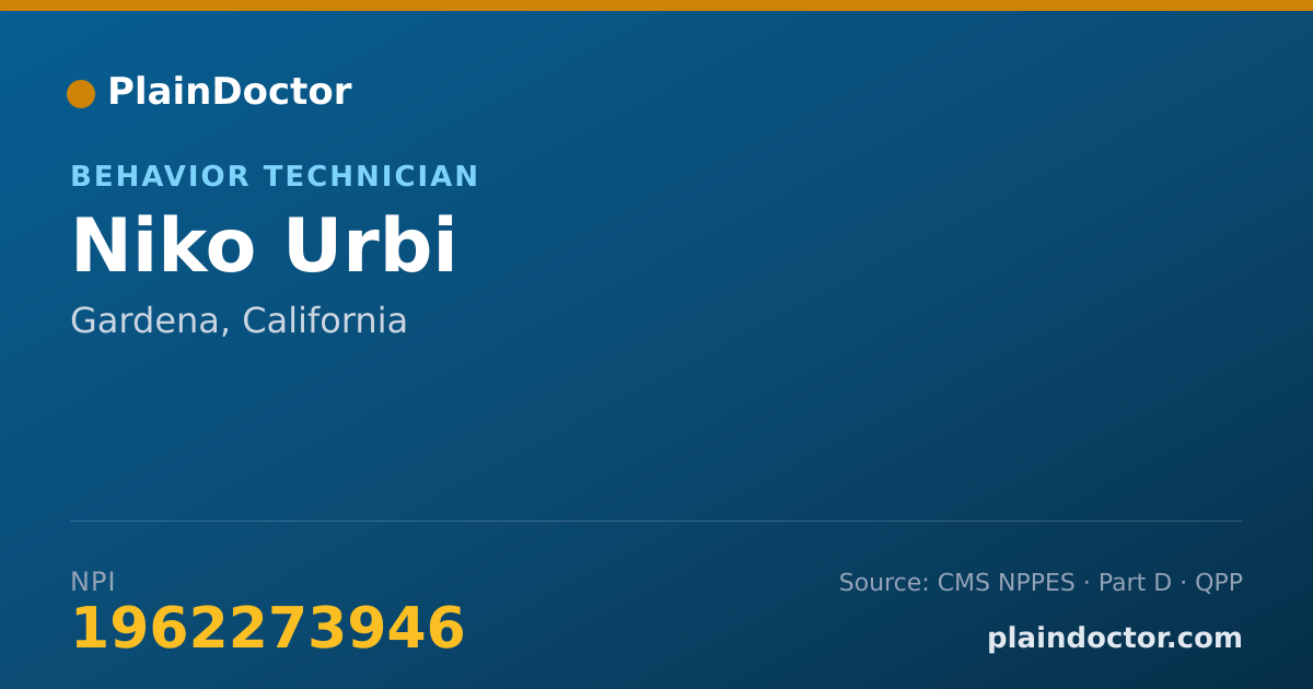 Shareable card for Niko Urbi - Behavior Technician, Gardena, CA