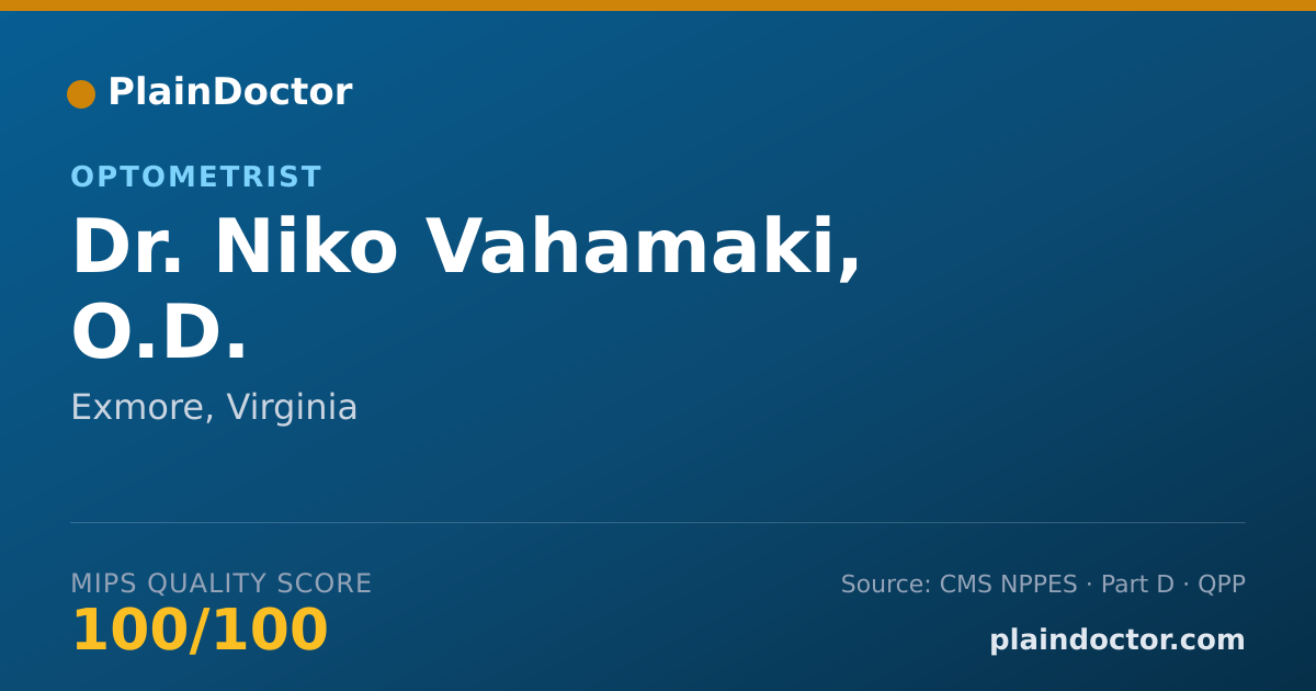 Shareable card for Niko Vahamaki, O.D. - Optometrist, Exmore, VA