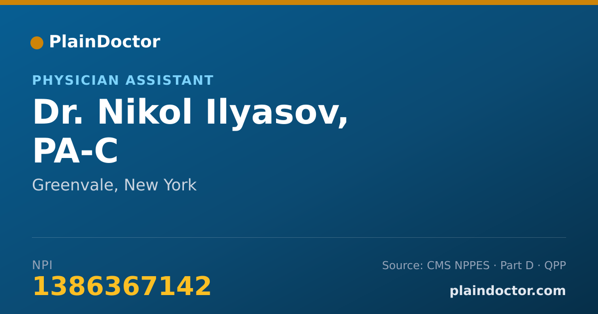Shareable card for Nikol Ilyasov, PA-C - Physician Assistant, Greenvale, NY