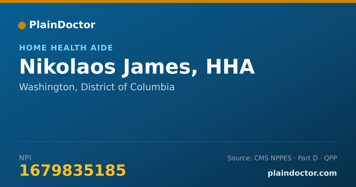 Shareable card for Nikolaos James, HHA - Home Health Aide, Washington, DC