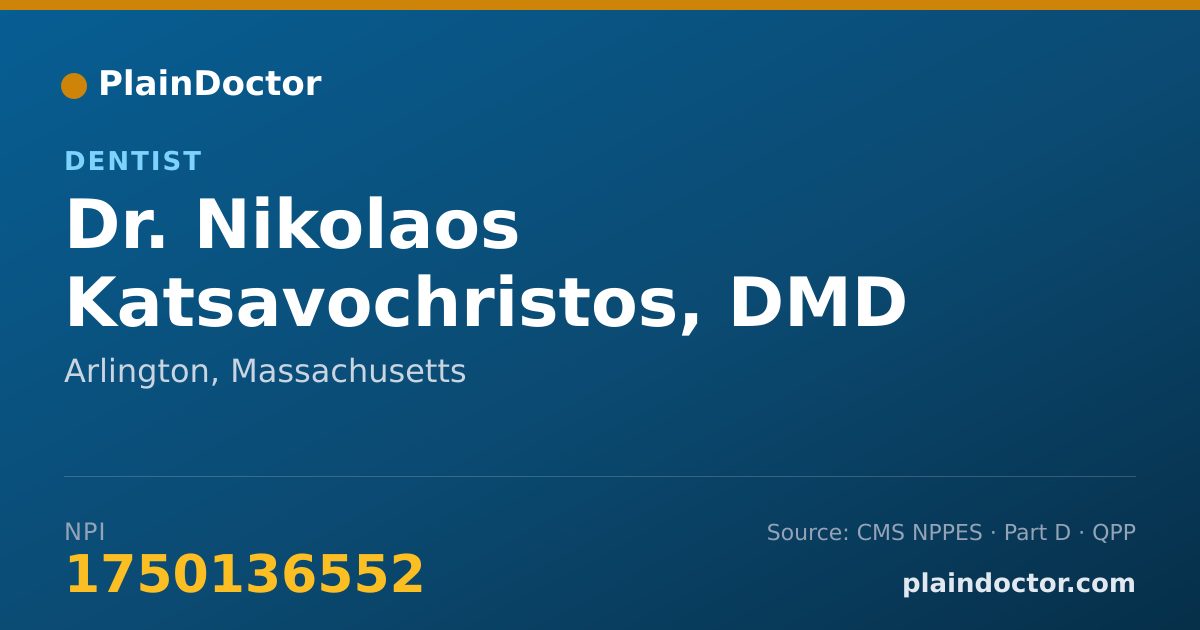 Shareable card for Nikolaos Katsavochristos, DMD - Dentist, Arlington, MA