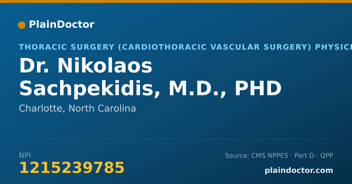 Shareable card for Nikolaos Sachpekidis, M.D., PHD - Thoracic Surgery (Cardiothoracic Vascular Surgery) Physician, Charlotte, NC