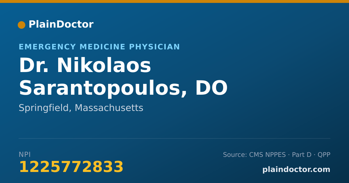 Shareable card for Nikolaos Sarantopoulos, DO - Emergency Medicine Physician, Springfield, MA