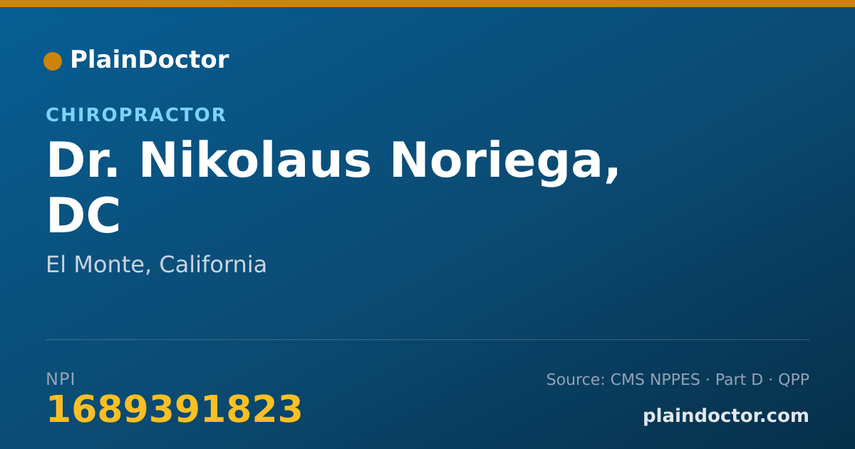 Shareable card for Nikolaus Noriega, DC - Chiropractor, El Monte, CA