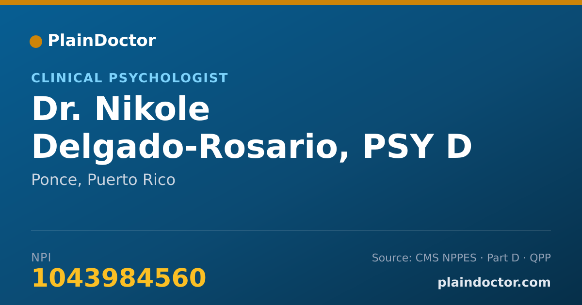 Shareable card for Nikole Delgado-Rosario, PSY D - Clinical Psychologist, Ponce, PR