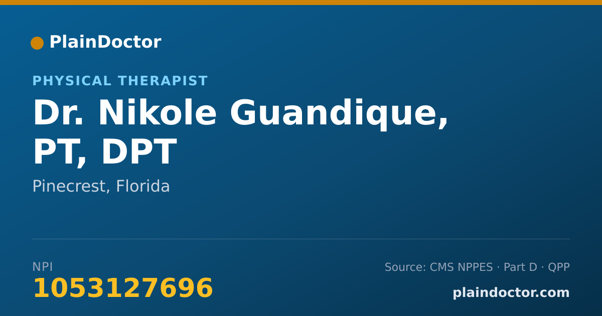 Shareable card for Nikole Guandique, PT, DPT - Physical Therapist, Pinecrest, FL