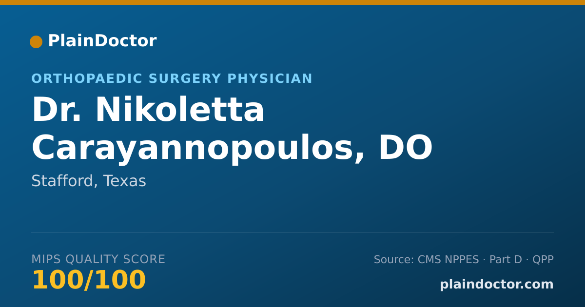 Shareable card for Nikoletta Carayannopoulos, DO - Orthopaedic Surgery Physician, Stafford, TX