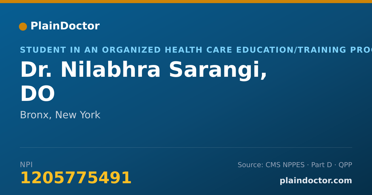 Shareable card for Nilabhra Sarangi, DO - Student in an Organized Health Care Education/Training Program, Bronx, NY