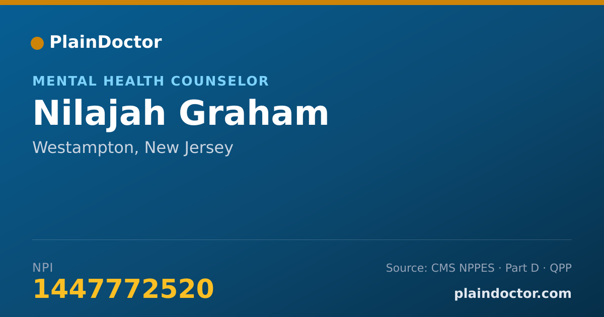 Shareable card for Nilajah Graham - Mental Health Counselor, Westampton, NJ