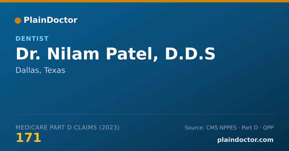 Shareable card for Nilam Patel, D.D.S - Dentist, Dallas, TX