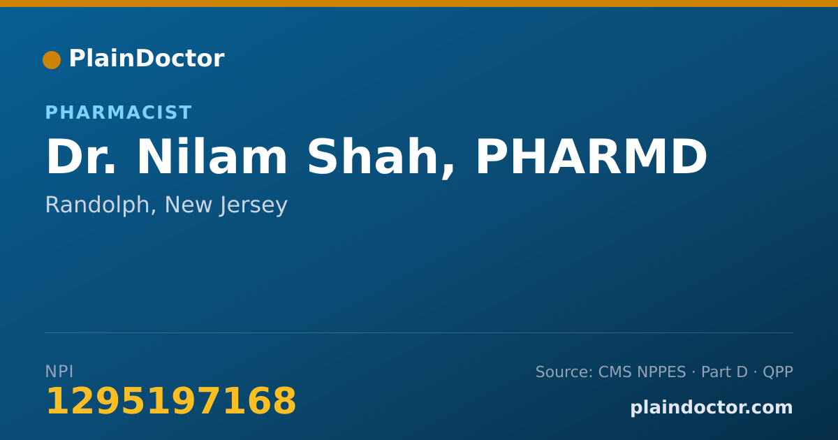Shareable card for Nilam Shah, PHARMD - Pharmacist, Randolph, NJ
