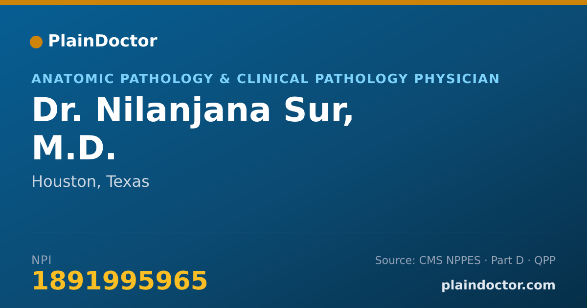 Shareable card for Nilanjana Sur, M.D. - Anatomic Pathology & Clinical Pathology Physician, Houston, TX