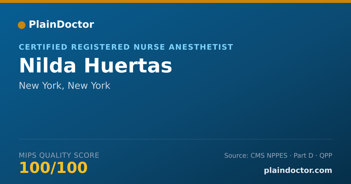 Shareable card for Nilda Huertas - Certified Registered Nurse Anesthetist, New York, NY
