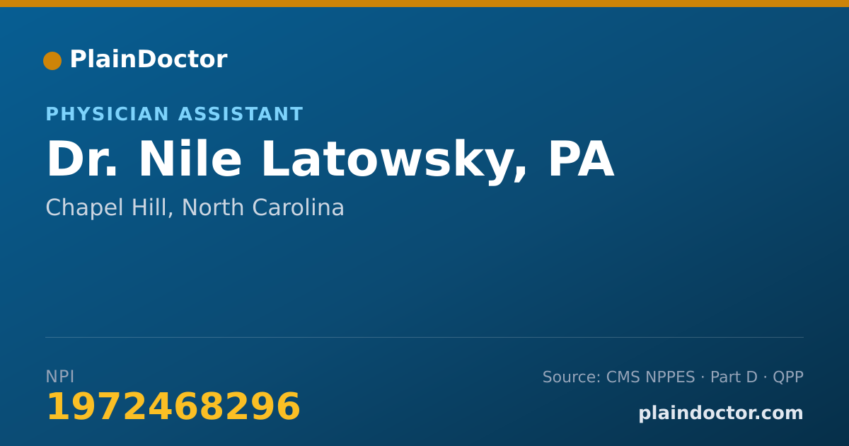 Shareable card for Nile Latowsky, PA - Physician Assistant, Chapel Hill, NC