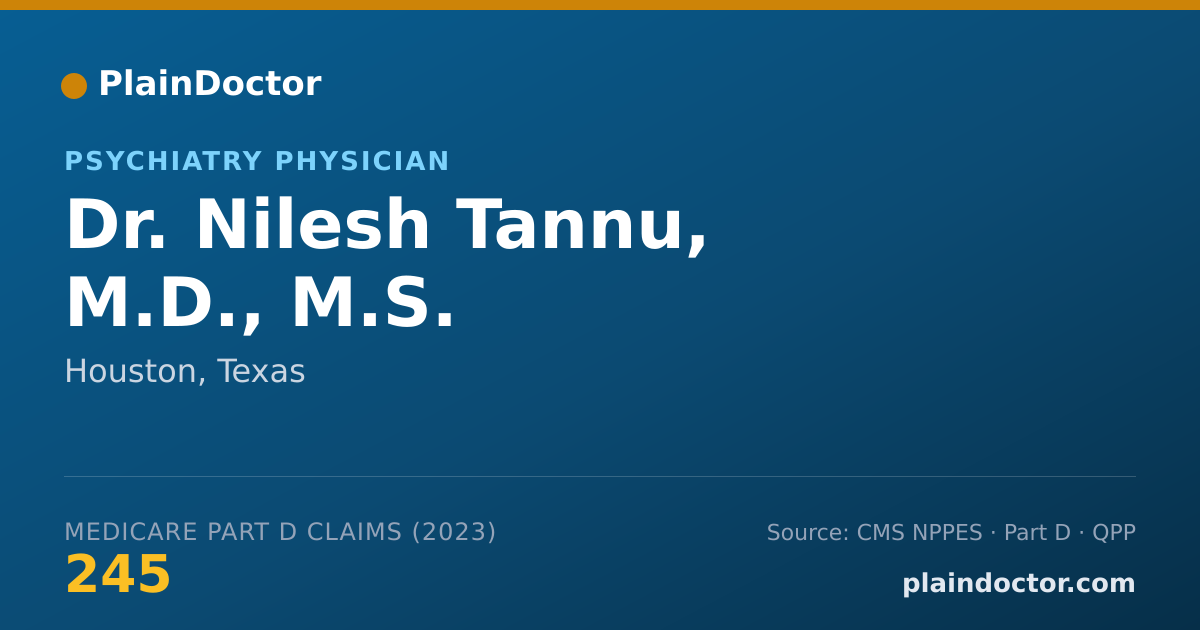 Shareable card for Nilesh Tannu, M.D., M.S. - Psychiatry Physician, Houston, TX