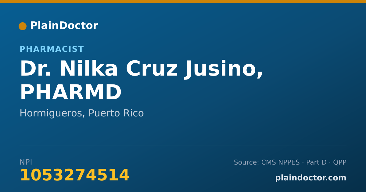 Shareable card for Nilka Cruz Jusino, PHARMD - Pharmacist, Hormigueros, PR