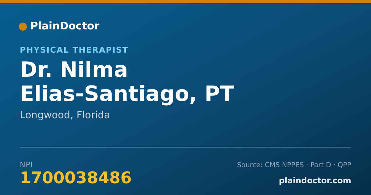 Shareable card for Nilma Elias-Santiago, PT - Physical Therapist, Longwood, FL