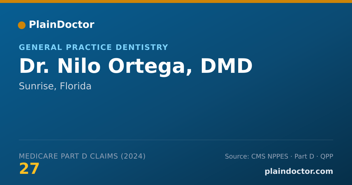 Shareable card for Nilo Ortega, DMD - General Practice Dentistry, Sunrise, FL