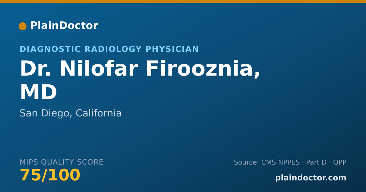 Shareable card for Nilofar Firooznia, MD - Diagnostic Radiology Physician, San Diego, CA