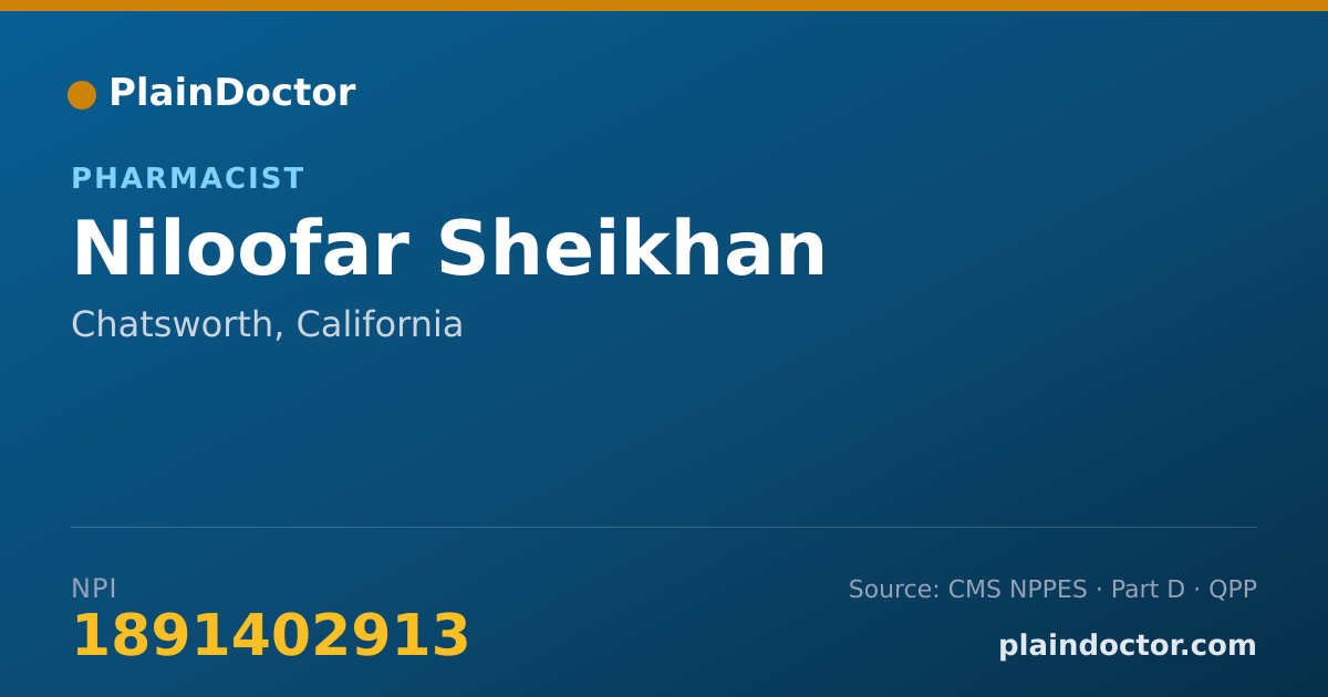 Shareable card for Niloofar Sheikhan - Pharmacist, Chatsworth, CA