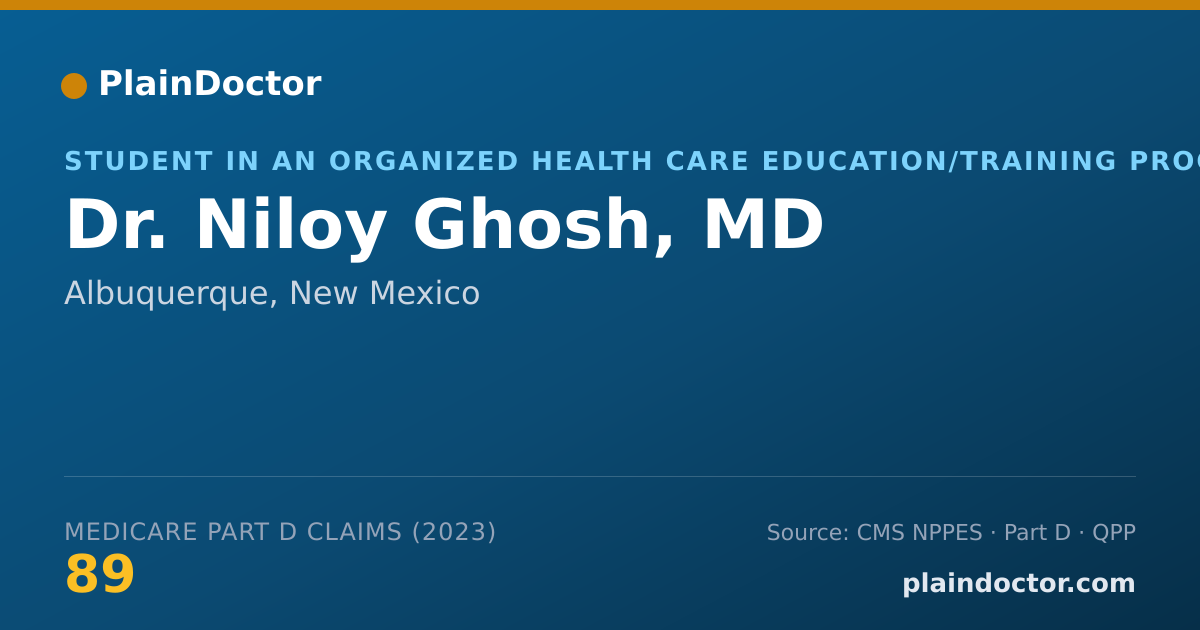Shareable card for Niloy Ghosh, MD - Student in an Organized Health Care Education/Training Program, Albuquerque, NM