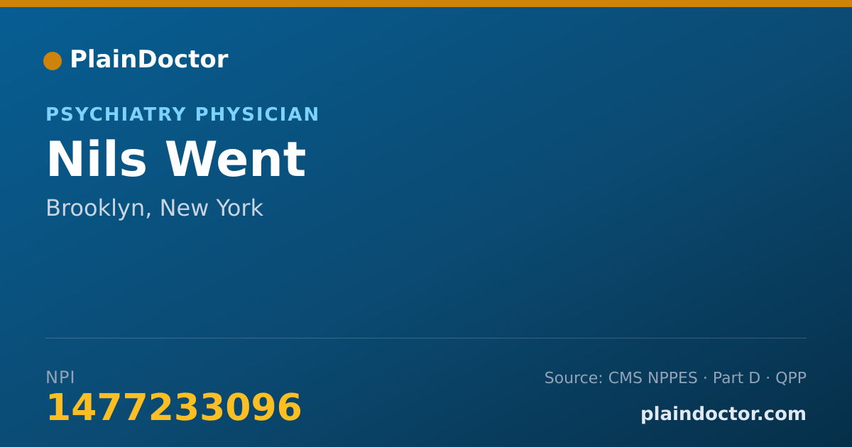 Shareable card for Nils Went - Psychiatry Physician, Brooklyn, NY