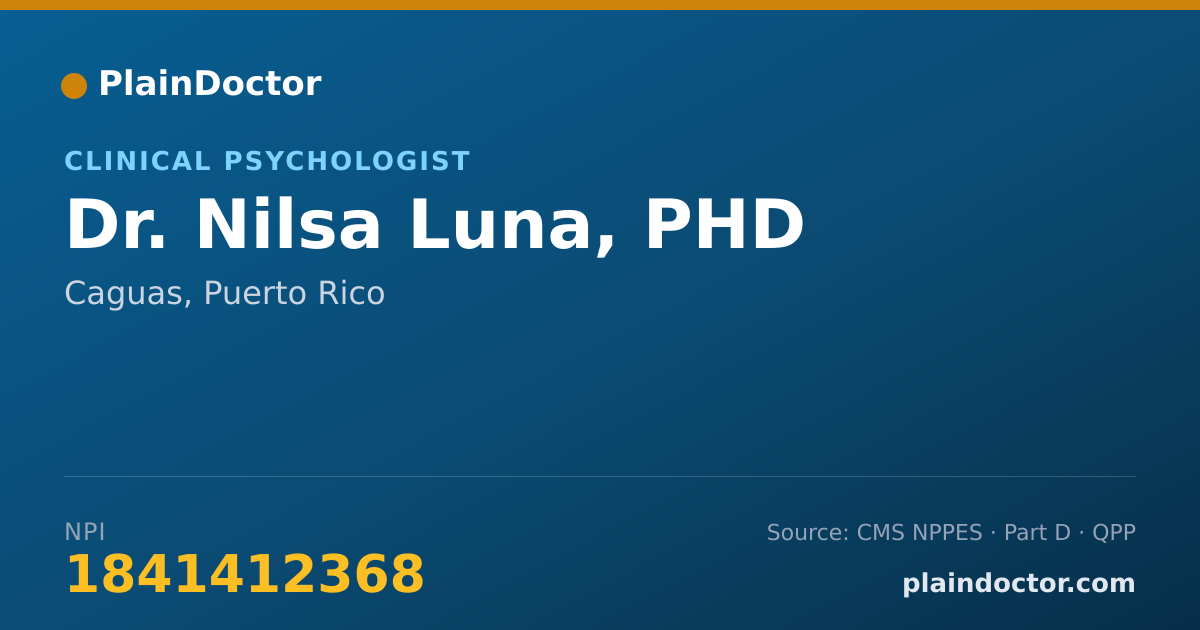 Shareable card for Nilsa Luna, PHD - Clinical Psychologist, Caguas, PR