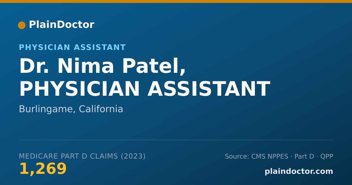 Shareable card for Nima Patel, PHYSICIAN ASSISTANT - Physician Assistant, Burlingame, CA