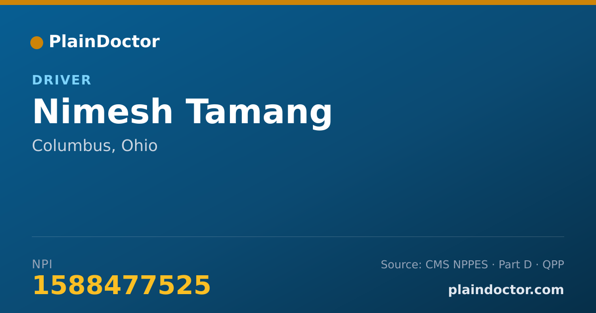 Shareable card for Nimesh Tamang - Driver, Columbus, OH