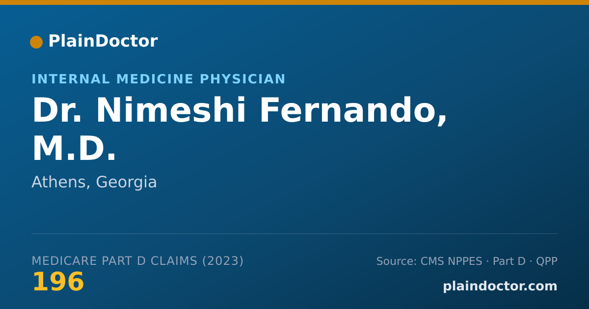 Shareable card for Nimeshi Fernando, M.D. - Internal Medicine Physician, Athens, GA