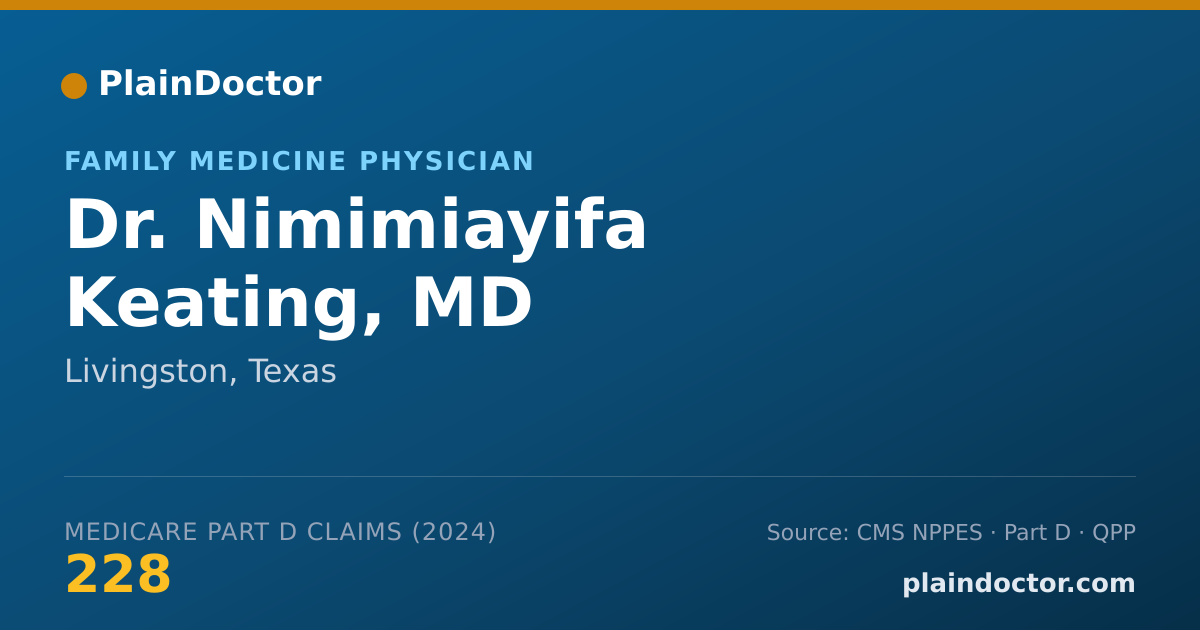 Shareable card for Nimimiayifa Keating, MD - Family Medicine Physician, Livingston, TX