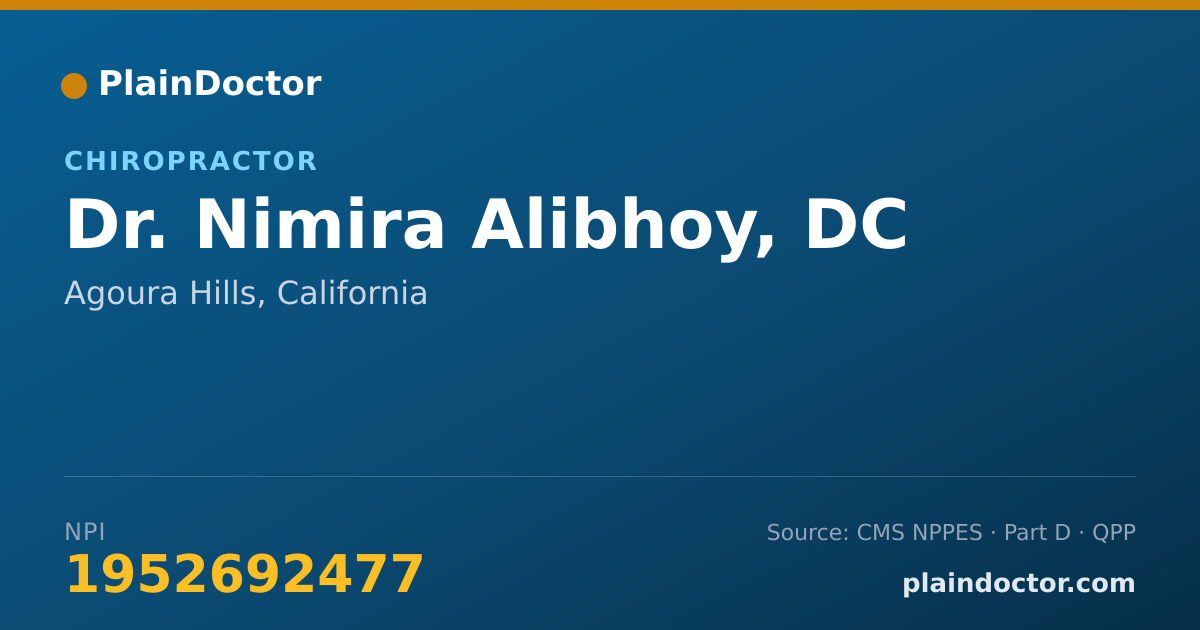 Shareable card for Nimira Alibhoy, DC - Chiropractor, Agoura Hills, CA