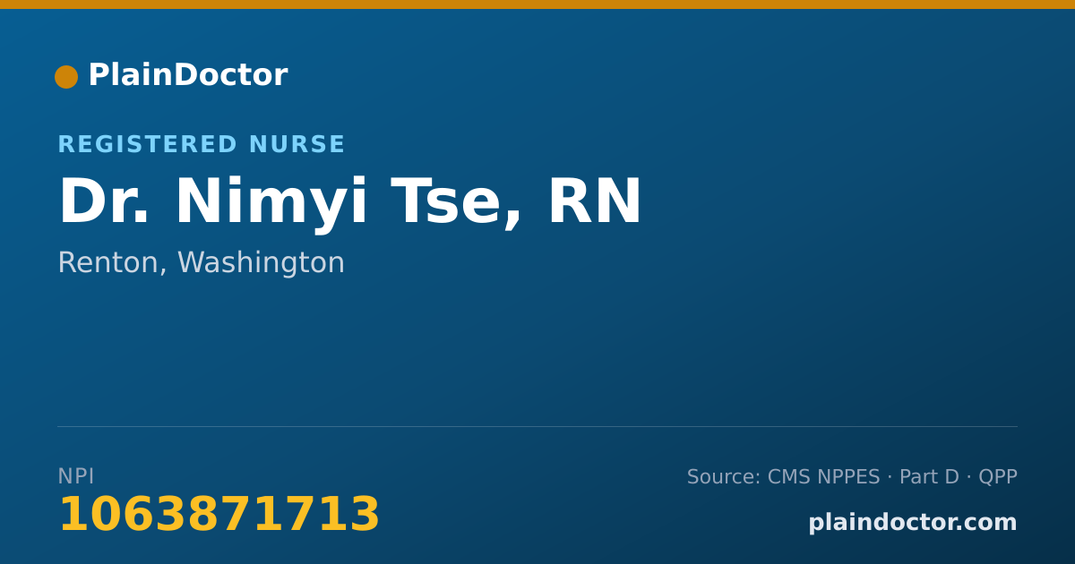 Shareable card for Nimyi Tse, RN - Registered Nurse, Renton, WA