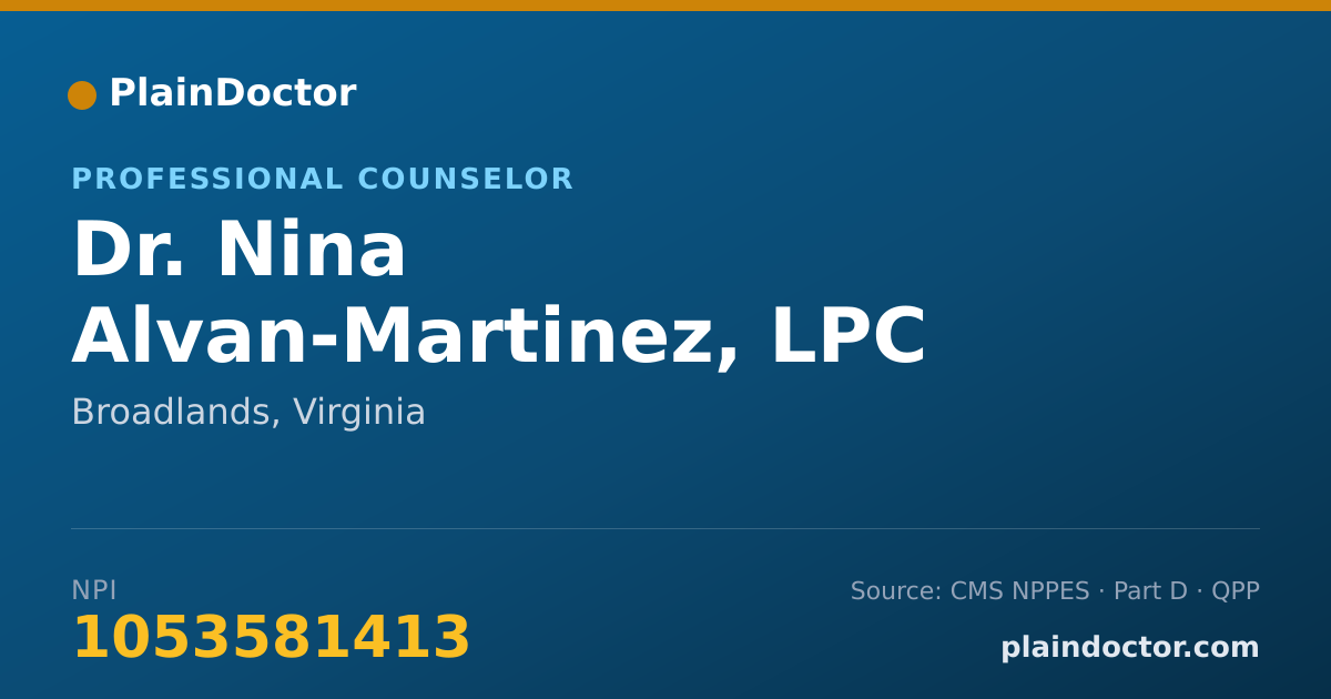 Shareable card for Nina Alvan-Martinez, LPC - Professional Counselor, Broadlands, VA