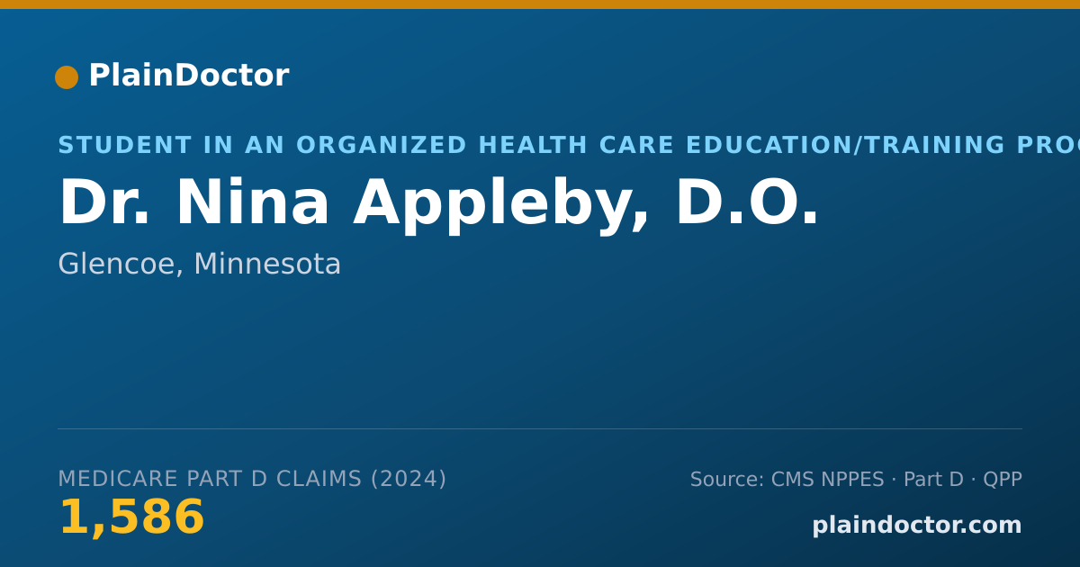 Shareable card for Nina Appleby, D.O. - Student in an Organized Health Care Education/Training Program, Glencoe, MN