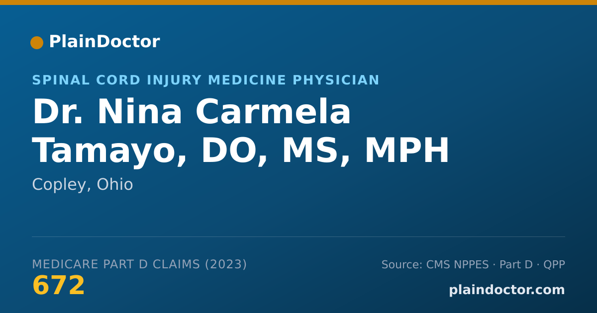 Shareable card for Nina Carmela Tamayo, DO, MS, MPH - Spinal Cord Injury Medicine Physician, Copley, OH