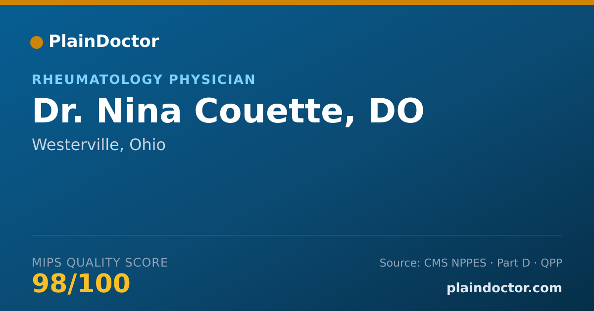 Shareable card for Nina Couette, DO - Rheumatology Physician, Westerville, OH
