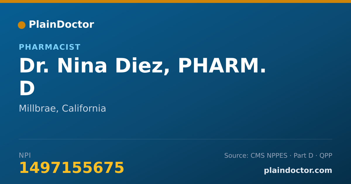 Shareable card for Nina Diez, PHARM. D - Pharmacist, Millbrae, CA