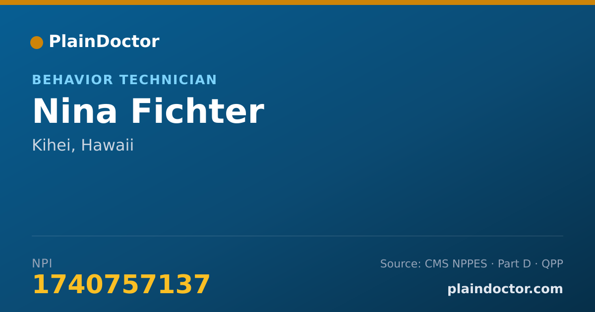 Shareable card for Nina Fichter - Behavior Technician, Kihei, HI