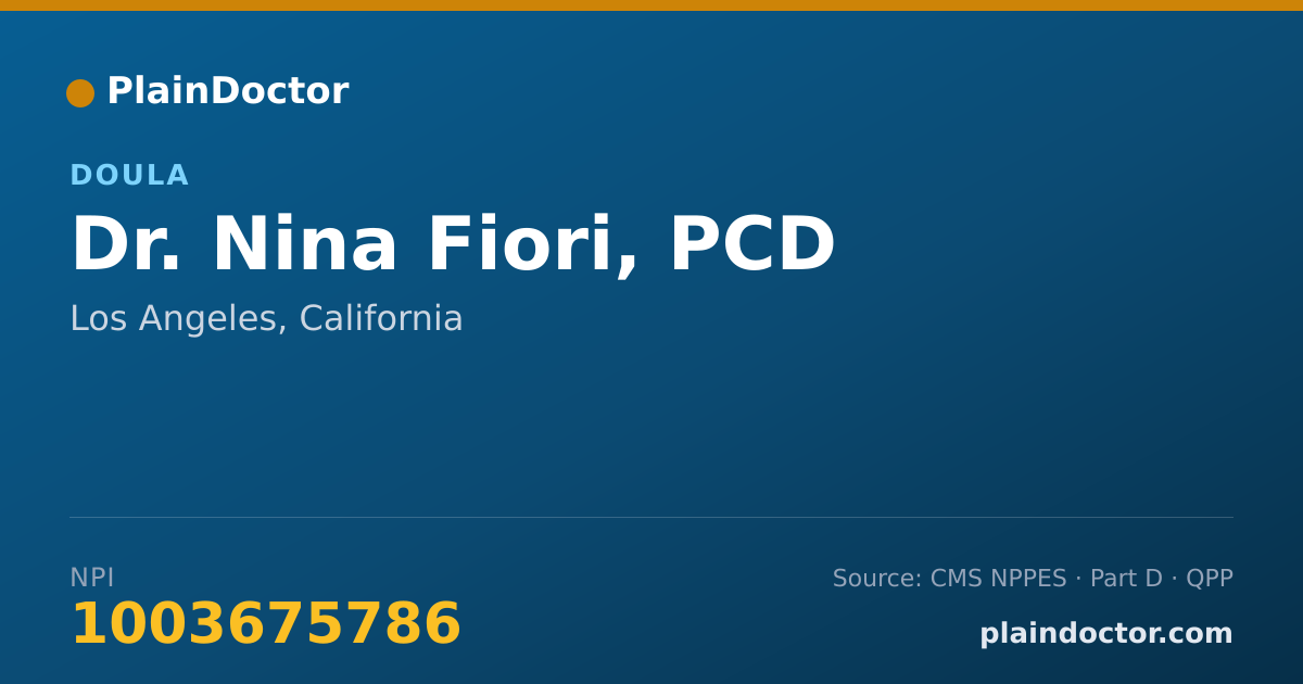 Shareable card for Nina Fiori, PCD - Doula, Los Angeles, CA