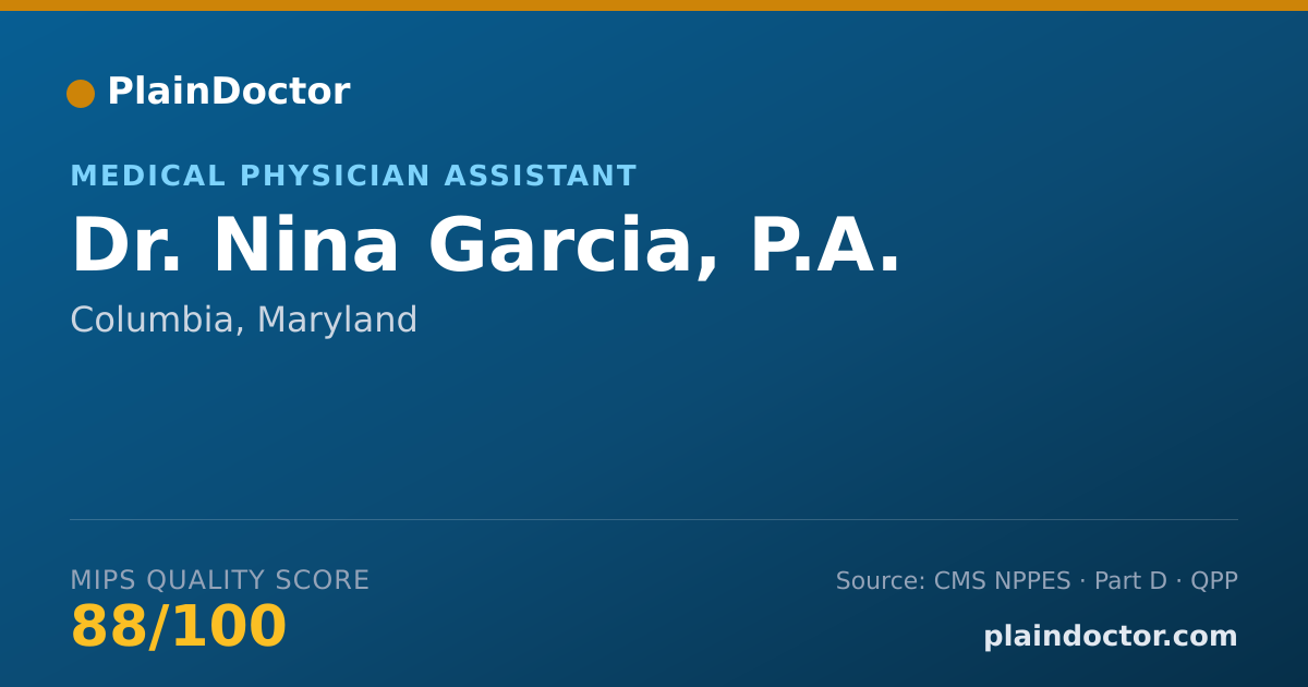 Shareable card for Nina Garcia, P.A. - Medical Physician Assistant, Columbia, MD