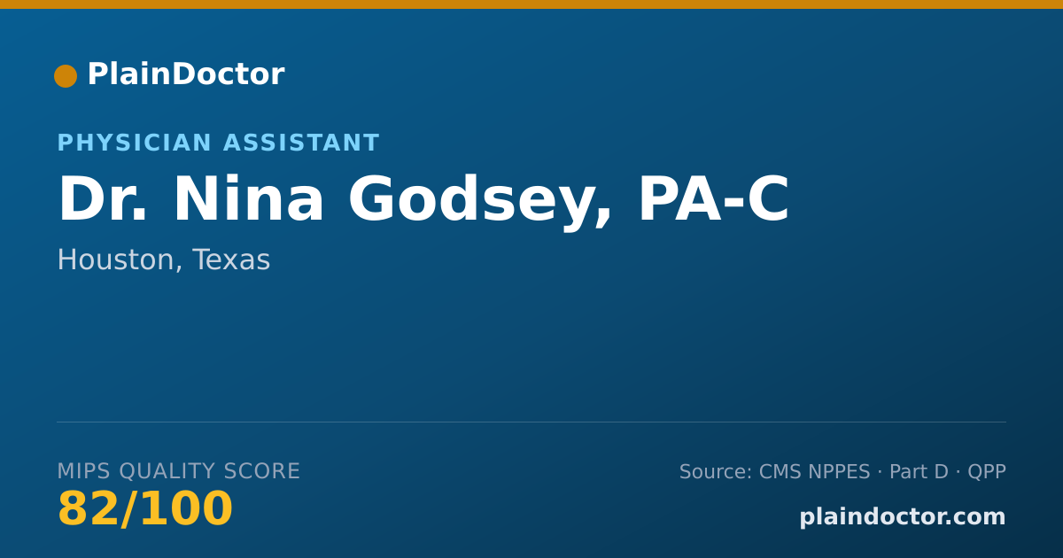 Shareable card for Nina Godsey, PA-C - Physician Assistant, Houston, TX
